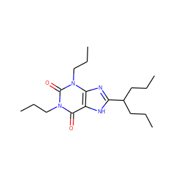 CCCC(CCC)c1nc2c([nH]1)c(=O)n(CCC)c(=O)n2CCC ZINC000012405327