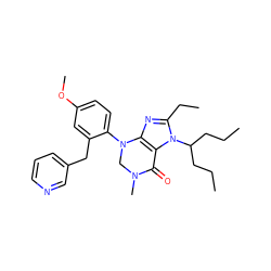 CCCC(CCC)n1c(CC)nc2c1C(=O)N(C)CN2c1ccc(OC)cc1Cc1cccnc1 ZINC000028343850