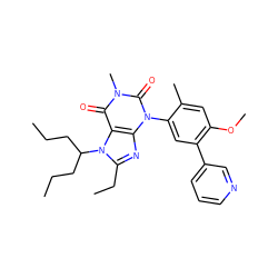 CCCC(CCC)n1c(CC)nc2c1c(=O)n(C)c(=O)n2-c1cc(-c2cccnc2)c(OC)cc1C ZINC000028361119