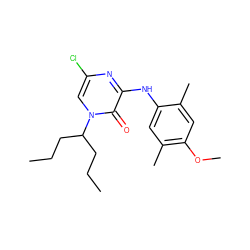 CCCC(CCC)n1cc(Cl)nc(Nc2cc(C)c(OC)cc2C)c1=O ZINC000042922713