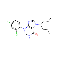 CCCC(CCC)n1cnc2c1C(=O)N(C)CN2c1ccc(Cl)cc1Cl ZINC000013582869