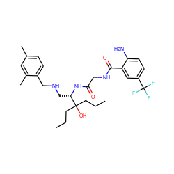 CCCC(O)(CCC)[C@H](CNCc1ccc(C)cc1C)NC(=O)CNC(=O)c1cc(C(F)(F)F)ccc1N ZINC000038386014