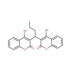 CCCC(c1c(O)c2ccccc2oc1=O)c1c(O)c2ccccc2oc1=O ZINC000005819733