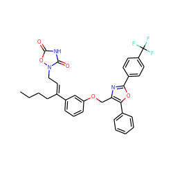 CCCC/C(=C\Cn1oc(=O)[nH]c1=O)c1cccc(OCc2nc(-c3ccc(C(F)(F)F)cc3)oc2-c2ccccc2)c1 ZINC000025970524