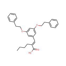 CCCC/C(=C\c1cc(OCCc2ccccc2)cc(OCCc2ccccc2)c1)C(=O)O ZINC000072113423