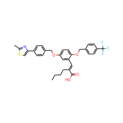 CCCC/C(=C\c1cc(OCc2ccc(-c3csc(C)n3)cc2)ccc1OCc1ccc(C(F)(F)F)cc1)C(=O)O ZINC000299858430