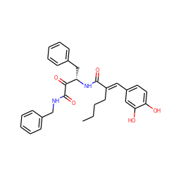 CCCC/C(=C\c1ccc(O)c(O)c1)C(=O)N[C@@H](Cc1ccccc1)C(=O)C(=O)NCc1ccccc1 ZINC000071341263