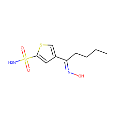 CCCC/C(=N\O)c1csc(S(N)(=O)=O)c1 ZINC000013736792