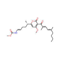 CCCC/C(C)=C/C=C(\C)C(=O)c1c(OC)cc([C@@H](C)CC/C=C/NC(=O)OC)oc1=O ZINC000028372593