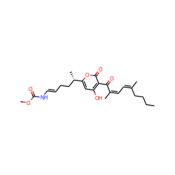 CCCC/C(C)=C\C=C(\C)C(=O)c1c(O)cc([C@@H](C)CC/C=C/NC(=O)OC)oc1=O ZINC000028398194