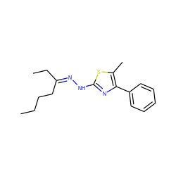 CCCC/C(CC)=N\Nc1nc(-c2ccccc2)c(C)s1 ZINC000169330811