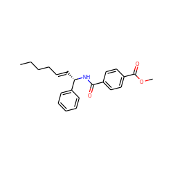 CCCC/C=C/[C@H](NC(=O)c1ccc(C(=O)OC)cc1)c1ccccc1 ZINC000005977934