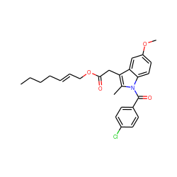 CCCC/C=C/COC(=O)Cc1c(C)n(C(=O)c2ccc(Cl)cc2)c2ccc(OC)cc12 ZINC000026726623