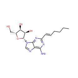 CCCC/C=C/c1nc(N)c2ncn([C@@H]3O[C@H](CO)[C@@H](O)[C@H]3O)c2n1 ZINC000013478652