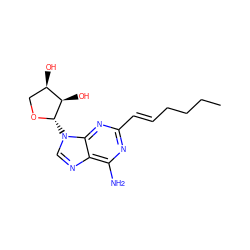 CCCC/C=C/c1nc(N)c2ncn([C@@H]3OC[C@@H](O)[C@H]3O)c2n1 ZINC000082150029