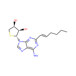 CCCC/C=C/c1nc(N)c2ncn([C@@H]3SC[C@@H](O)[C@H]3O)c2n1 ZINC000066123297