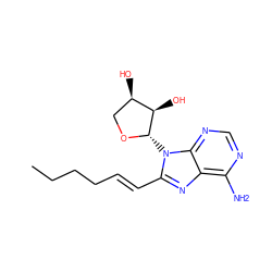 CCCC/C=C/c1nc2c(N)ncnc2n1[C@@H]1OC[C@@H](O)[C@H]1O ZINC000082156464