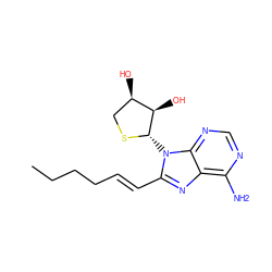 CCCC/C=C/c1nc2c(N)ncnc2n1[C@@H]1SC[C@@H](O)[C@H]1O ZINC000066112622