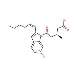 CCCC/C=C\c1cc2ccc(Cl)cc2n1C(=O)C[C@H](C)CC(=O)O ZINC000299838970