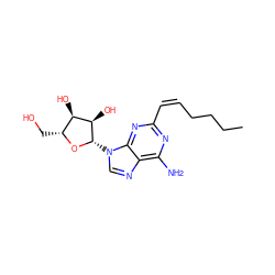 CCCC/C=C\c1nc(N)c2ncn([C@@H]3O[C@H](CO)[C@@H](O)[C@H]3O)c2n1 ZINC000013759779