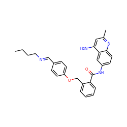 CCCC/N=C/c1ccc(OCc2ccccc2C(=O)Nc2ccc3nc(C)cc(N)c3c2)cc1 ZINC000071315911