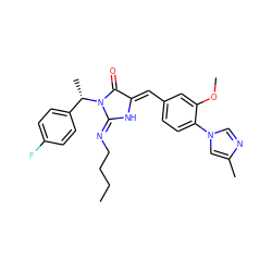 CCCC/N=C1\N/C(=C\c2ccc(-n3cnc(C)c3)c(OC)c2)C(=O)N1[C@@H](C)c1ccc(F)cc1 ZINC000058591891