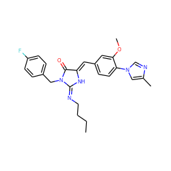 CCCC/N=C1\N/C(=C\c2ccc(-n3cnc(C)c3)c(OC)c2)C(=O)N1Cc1ccc(F)cc1 ZINC000058591761