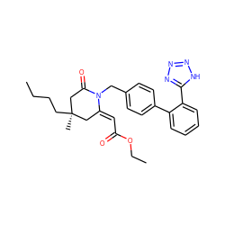 CCCC[C@@]1(C)CC(=O)N(Cc2ccc(-c3ccccc3-c3nnn[nH]3)cc2)/C(=C/C(=O)OCC)C1 ZINC000029475761