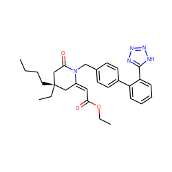 CCCC[C@@]1(CC)CC(=O)N(Cc2ccc(-c3ccccc3-c3nnn[nH]3)cc2)/C(=C/C(=O)OCC)C1 ZINC000029474216