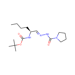 CCCC[C@@H](/C=N/NC(=O)N1CCCC1)NC(=O)OC(C)(C)C ZINC000028570902