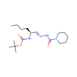 CCCC[C@@H](/C=N/NC(=O)N1CCCCC1)NC(=O)OC(C)(C)C ZINC000028570806