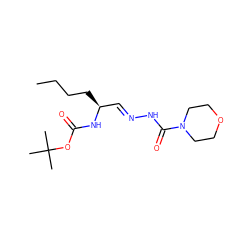 CCCC[C@@H](/C=N/NC(=O)N1CCOCC1)NC(=O)OC(C)(C)C ZINC000028569537