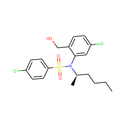 CCCC[C@@H](C)N(c1cc(Cl)ccc1CO)S(=O)(=O)c1ccc(Cl)cc1 ZINC000028823245