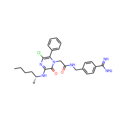 CCCC[C@@H](C)Nc1nc(Cl)c(-c2ccccc2)n(CC(=O)NCc2ccc(C(=N)N)cc2)c1=O ZINC000013526989