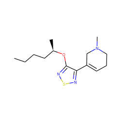 CCCC[C@@H](C)Oc1nsnc1C1=CCCN(C)C1 ZINC000013456692