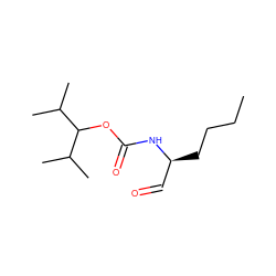 CCCC[C@@H](C=O)NC(=O)OC(C(C)C)C(C)C ZINC000027098312