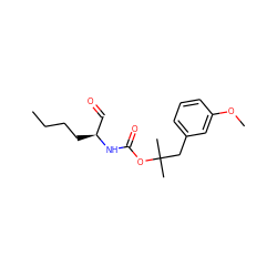 CCCC[C@@H](C=O)NC(=O)OC(C)(C)Cc1cccc(OC)c1 ZINC000027099186