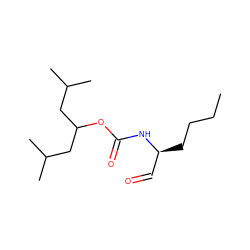 CCCC[C@@H](C=O)NC(=O)OC(CC(C)C)CC(C)C ZINC000027097717