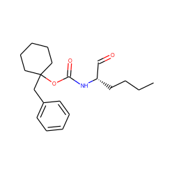 CCCC[C@@H](C=O)NC(=O)OC1(Cc2ccccc2)CCCCC1 ZINC000027086278