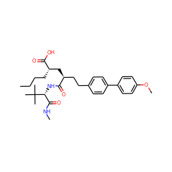 CCCC[C@@H](C[C@@H](CCc1ccc(-c2ccc(OC)cc2)cc1)C(=O)N[C@H](C(=O)NC)C(C)(C)C)C(=O)O ZINC000025990439