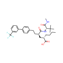 CCCC[C@@H](C[C@@H](CCc1ccc(-c2cccc(C(F)(F)F)c2)cc1)C(=O)N[C@H](C(=O)NC)C(C)(C)C)C(=O)O ZINC000025991301