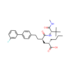 CCCC[C@@H](C[C@@H](CCc1ccc(-c2cccc(F)c2)cc1)C(=O)N[C@H](C(=O)NC)C(C)(C)C)C(=O)O ZINC000013761379