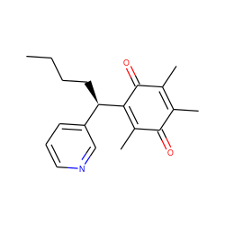 CCCC[C@@H](C1=C(C)C(=O)C(C)=C(C)C1=O)c1cccnc1 ZINC000038153638