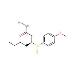 CCCC[C@@H](CC(=O)NO)[S@@+]([O-])c1ccc(OC)cc1 ZINC000013808936