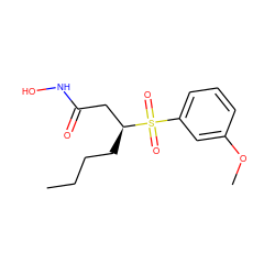 CCCC[C@@H](CC(=O)NO)S(=O)(=O)c1cccc(OC)c1 ZINC000013808916