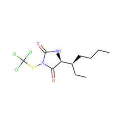 CCCC[C@@H](CC)[C@@H]1NC(=O)N(SC(Cl)(Cl)Cl)C1=O ZINC000001759671