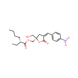 CCCC[C@@H](CC)C(=O)OC[C@]1(CO)C/C(=C/c2ccc([N+](=O)[O-])cc2)C(=O)O1 ZINC000045495723