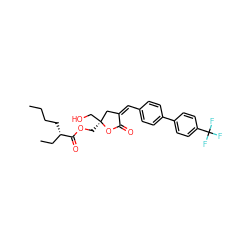 CCCC[C@@H](CC)C(=O)OC[C@]1(CO)C/C(=C/c2ccc(-c3ccc(C(F)(F)F)cc3)cc2)C(=O)O1 ZINC000040865464