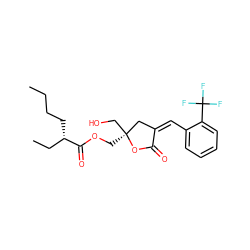 CCCC[C@@H](CC)C(=O)OC[C@]1(CO)C/C(=C/c2ccccc2C(F)(F)F)C(=O)O1 ZINC000040872776