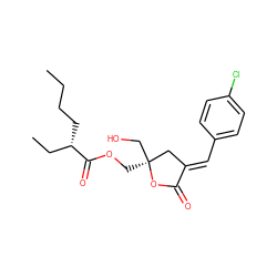 CCCC[C@@H](CC)C(=O)OC[C@]1(CO)C/C(=C\c2ccc(Cl)cc2)C(=O)O1 ZINC000044418176